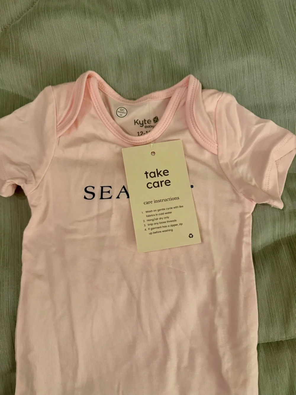 NWT Kyte BABY Light Pink 'SEASIDE' Short-Sleeve Bodysuit